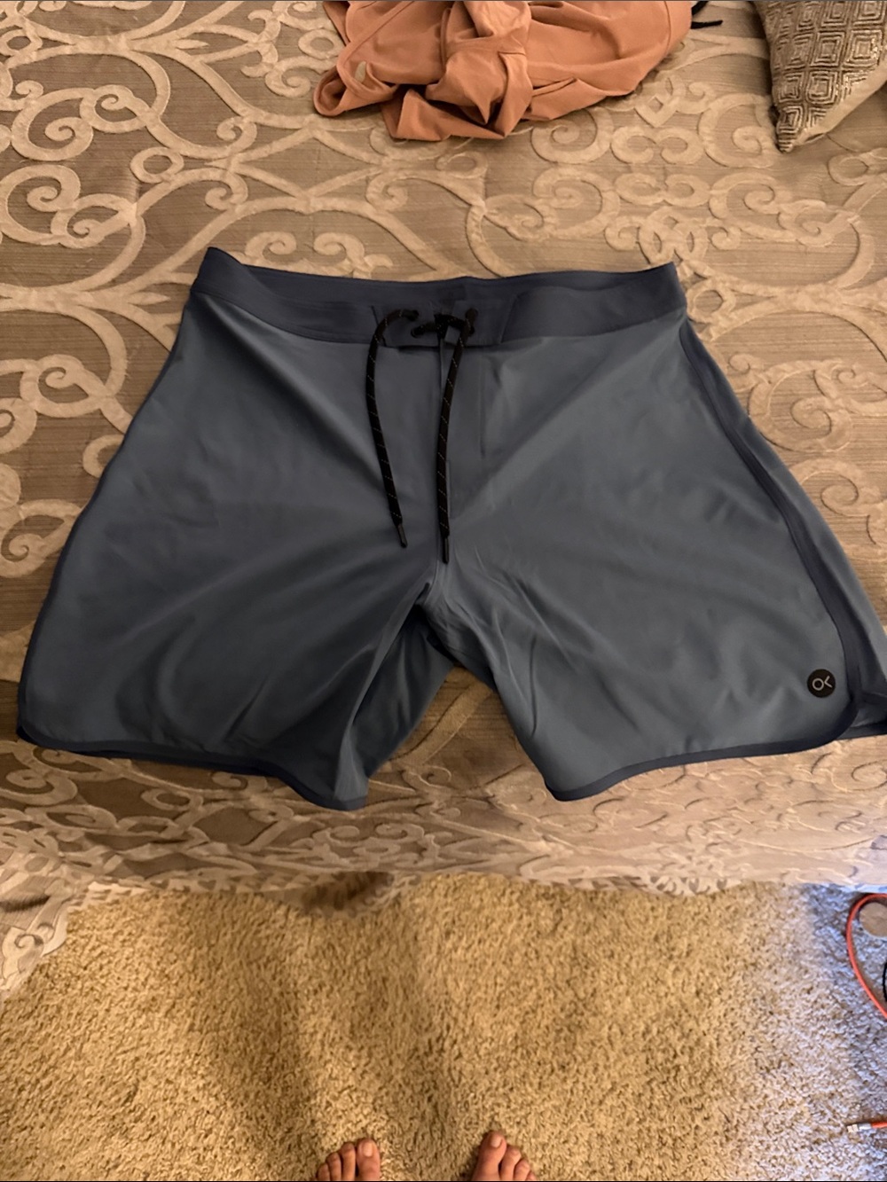 Outerknown Slate Blue on Blue Men's Board Shorts “All Time Scallops”